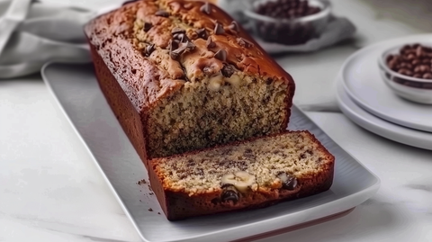 Banana cake with cocoa drops
